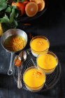Orange panna cotta close up — стокове фото
