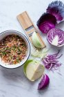 Red and white cabbage coleslaw — Stock Photo