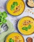 Carrot and coriander soup — Stock Photo