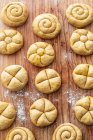 Honey Rolls with Saffron and spelt flour before baking — Stock Photo