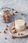 Homemade hazelnut milk close-up view — Stock Photo