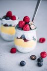 Skyr Chia Pudding with Lemon Curd and Berries — Stock Photo