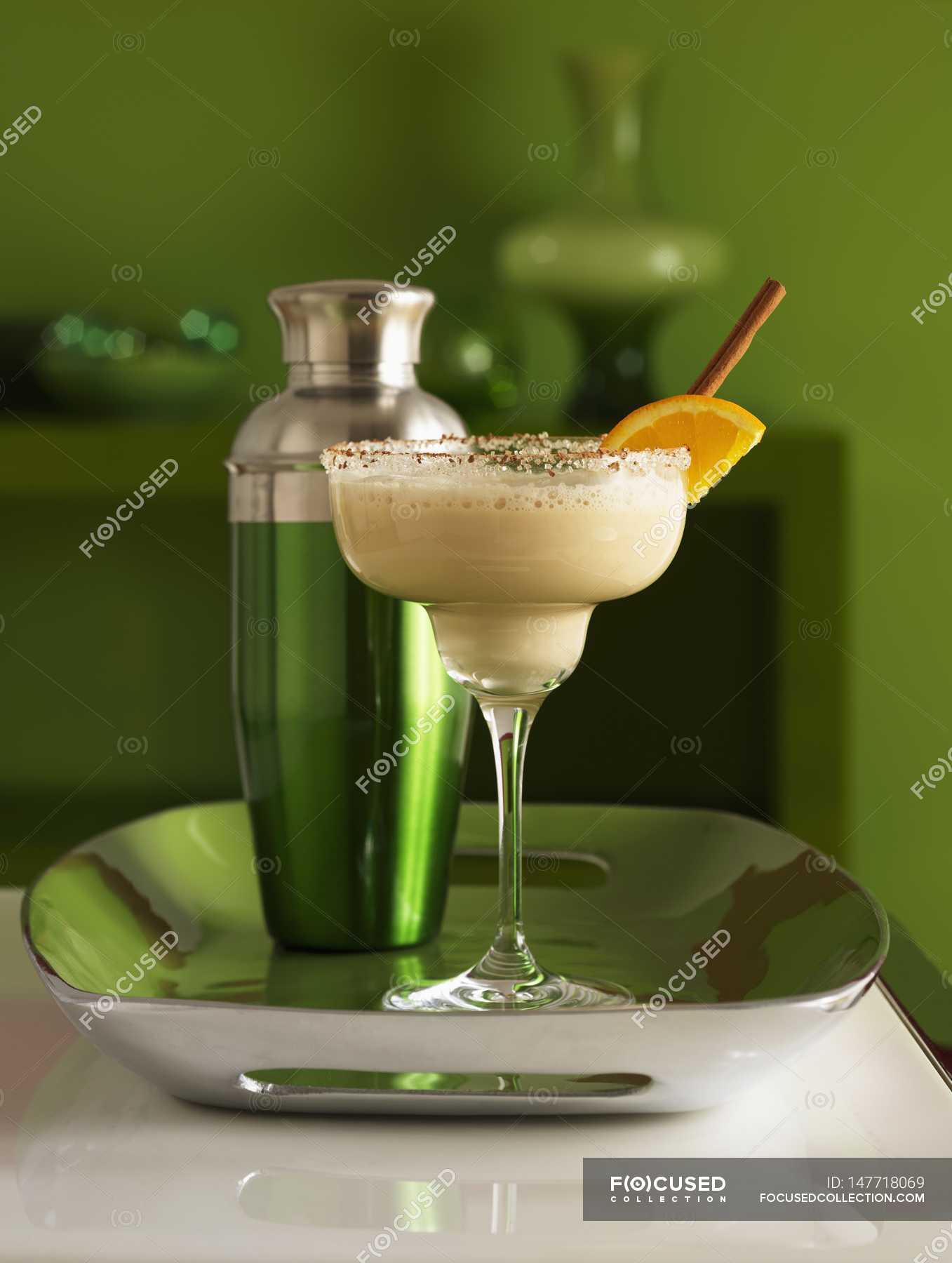 Frozen martini in a glass with sugar — color, culture - Stock Photo