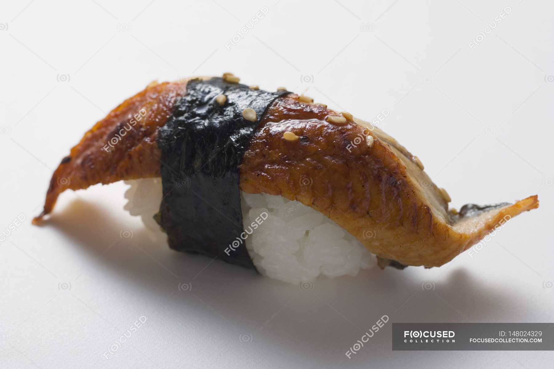 Nigiri sushi with mackerel — brown algae, nobody Stock Photo 148024329