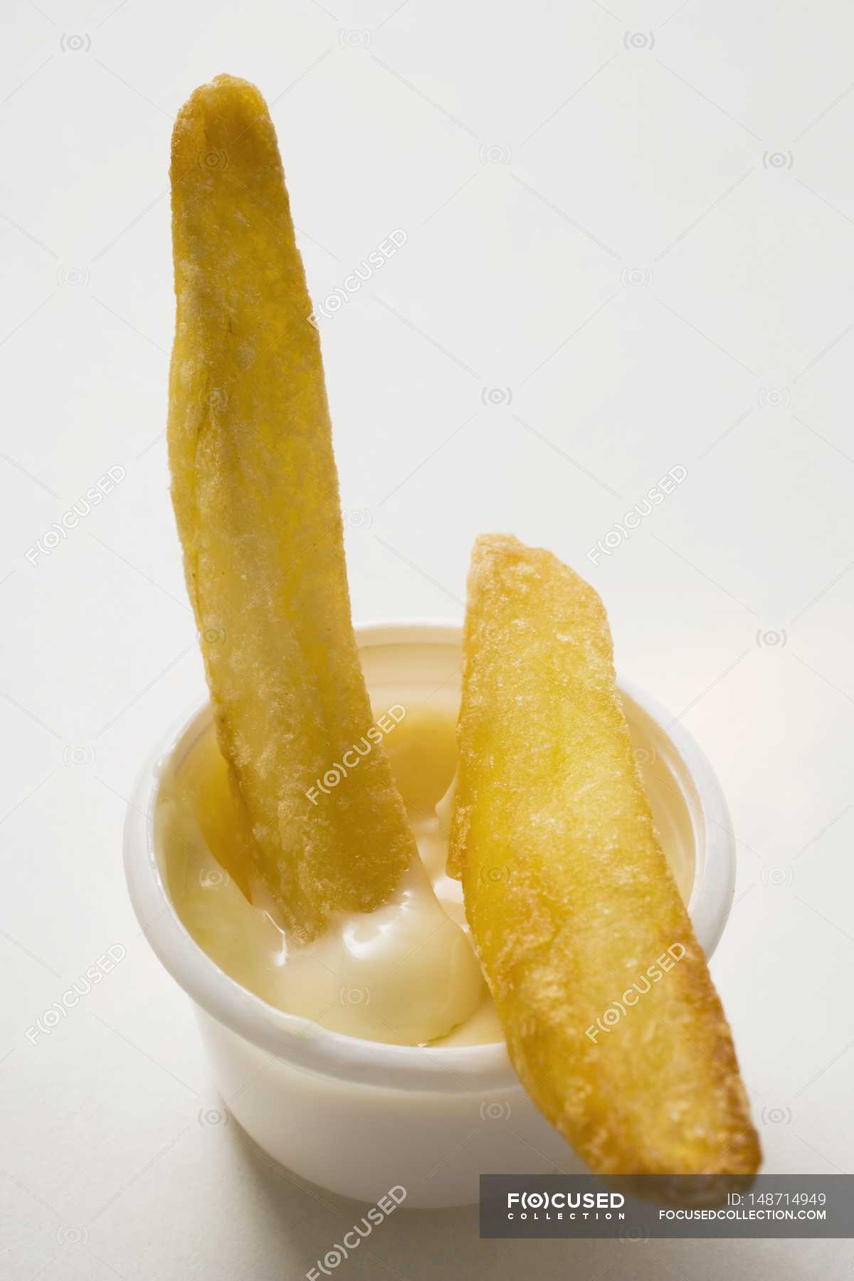 Fried potato chips with mayonnaise — staple food, ingredients Stock