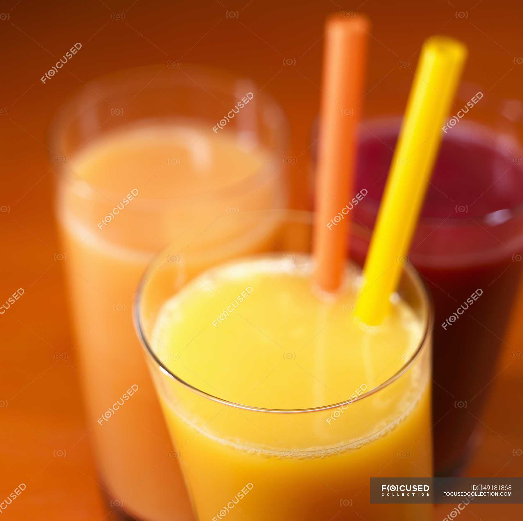 Orange Juice With Two Straws — Background Refreshment Stock Photo