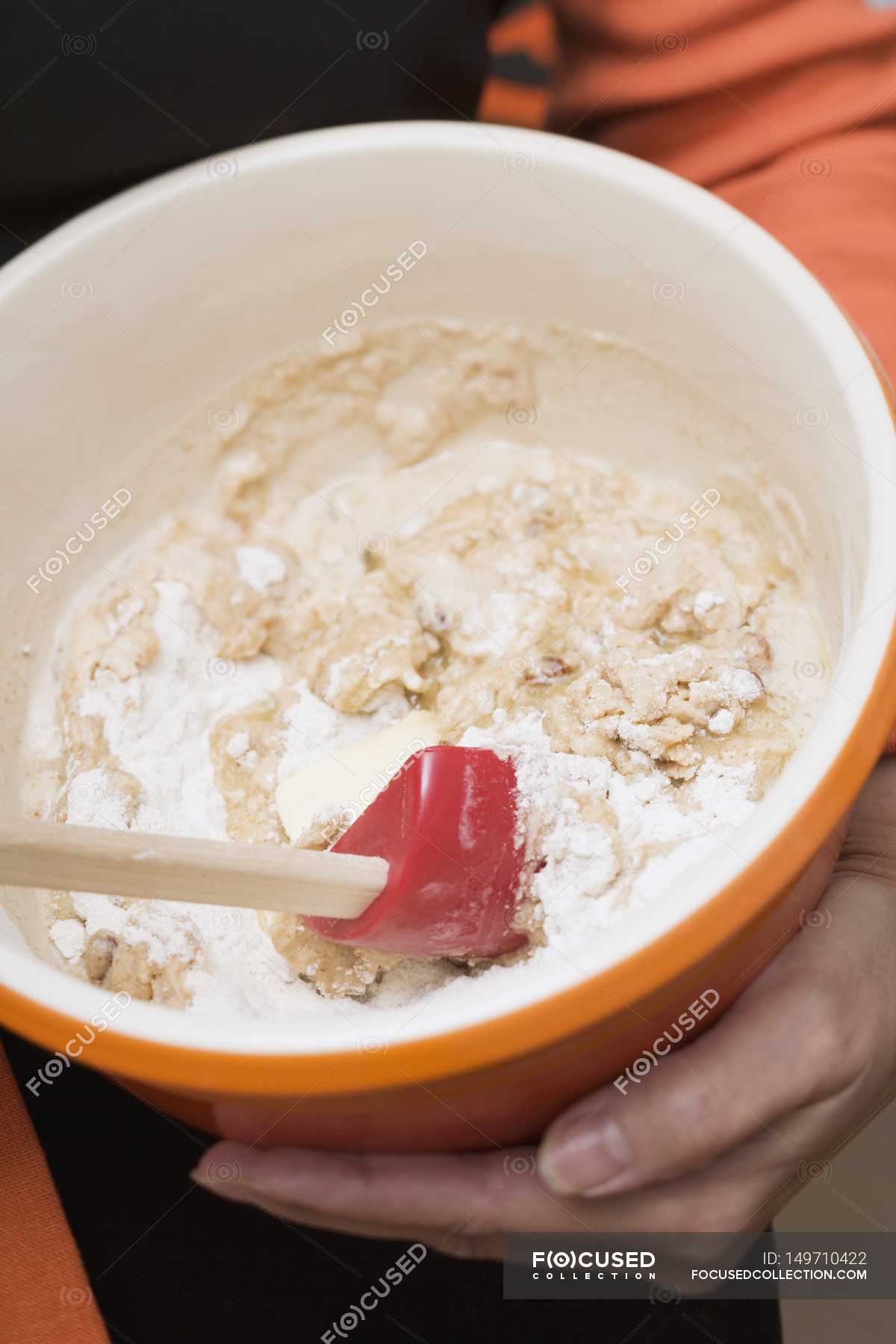 Woman Stirring Mixture Person Cropped Stock Photo