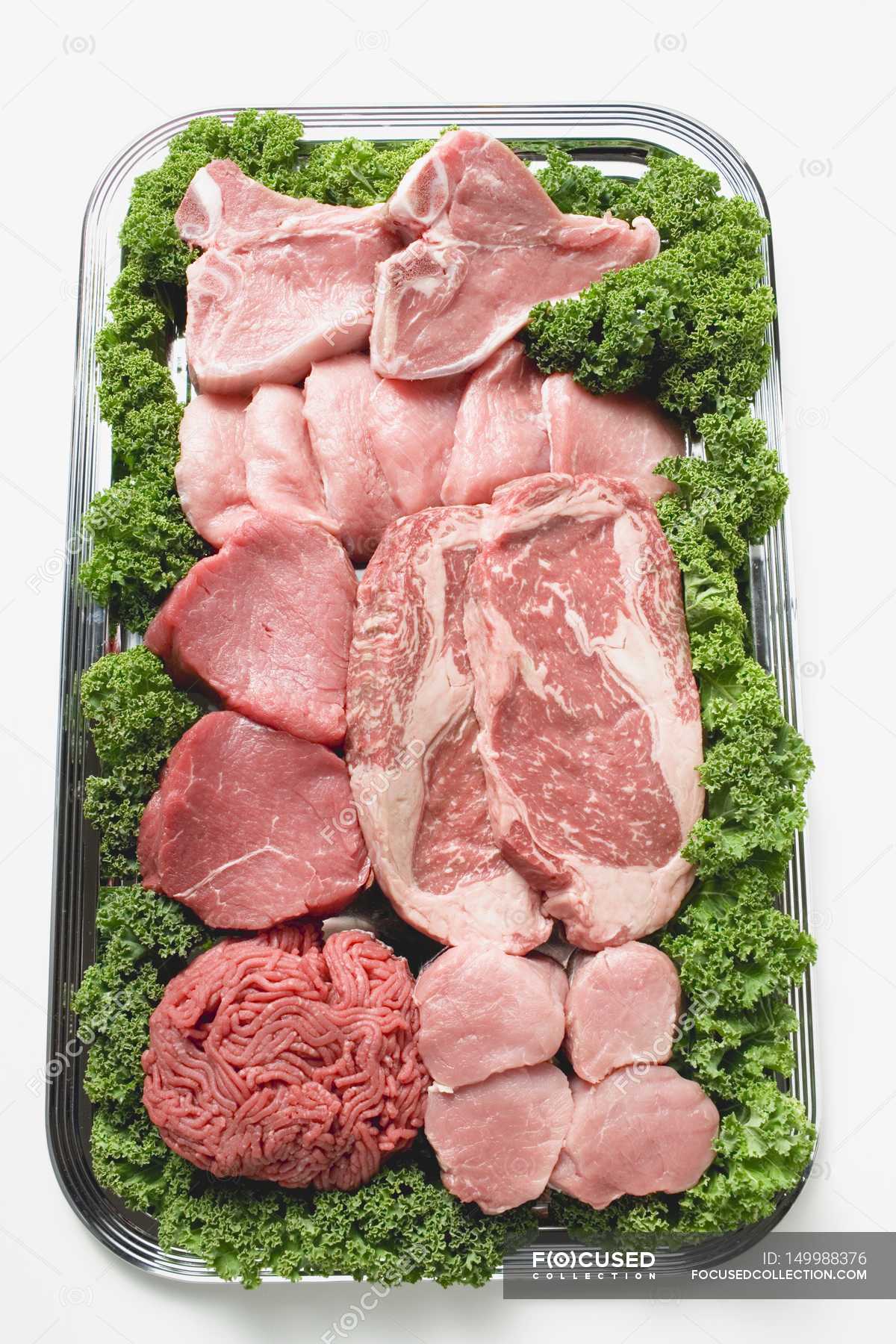 Verschiedene Fleischsorten Hintergrund Geschmack Stock Photo
