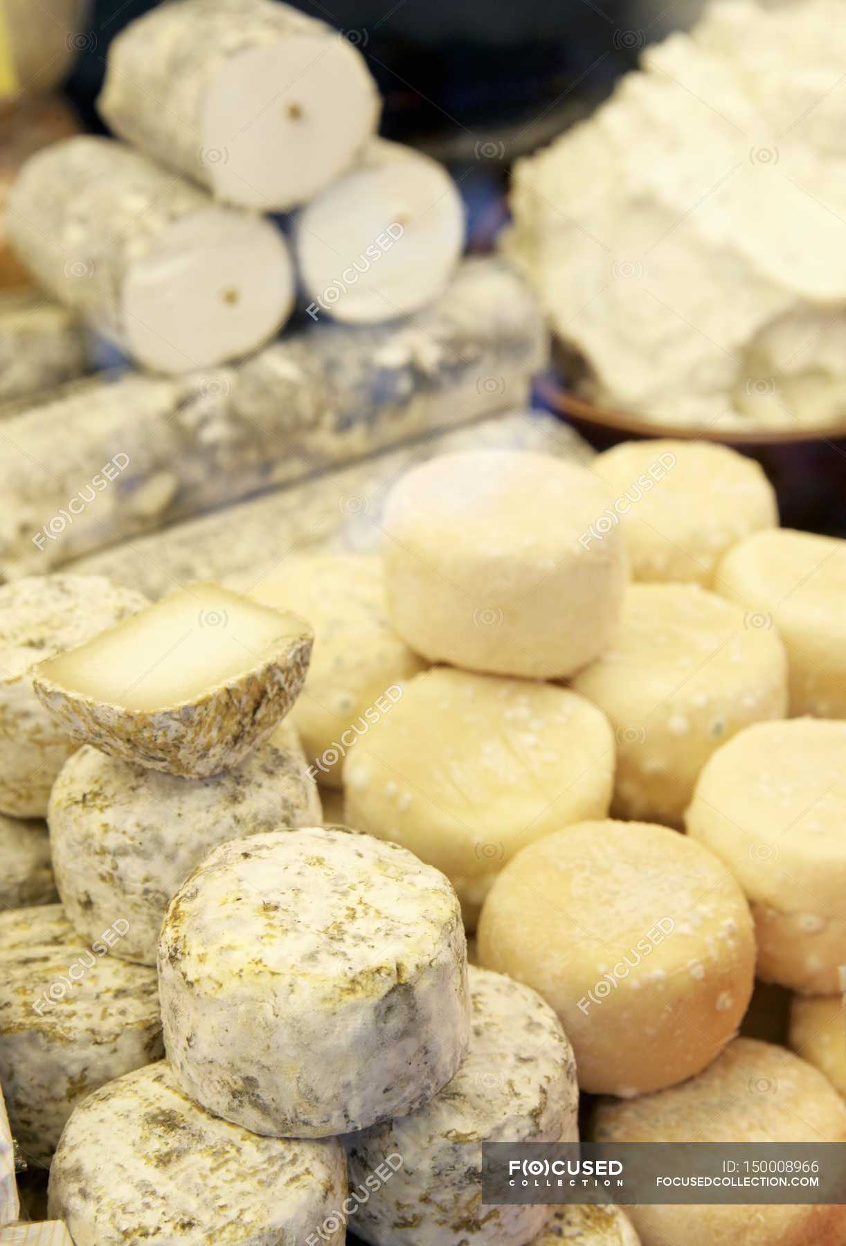 Assortment of raw milk cheeses — calorie, tempting Stock Photo