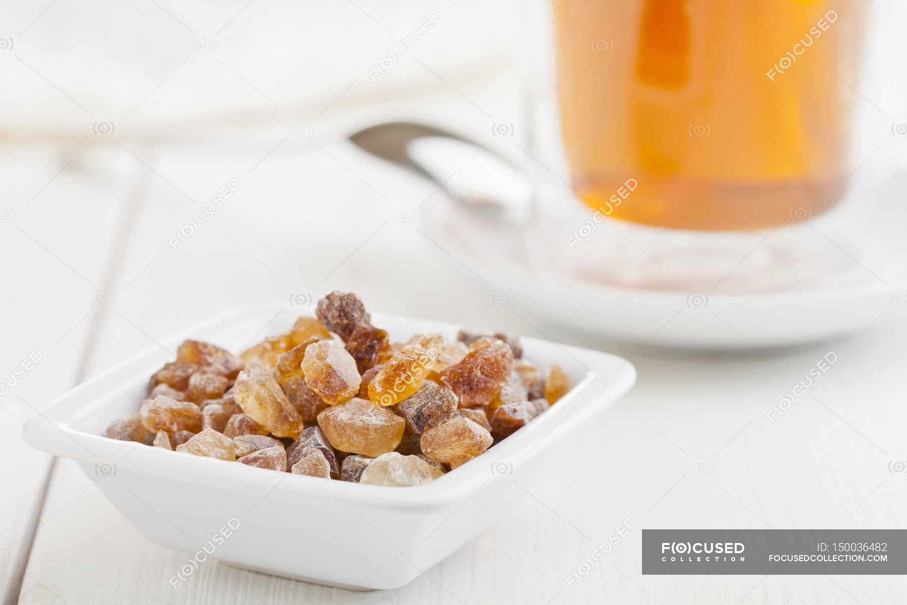 Rock Sugar In Front Of Tea Close Up Tea Glass Stock Photo 150036482