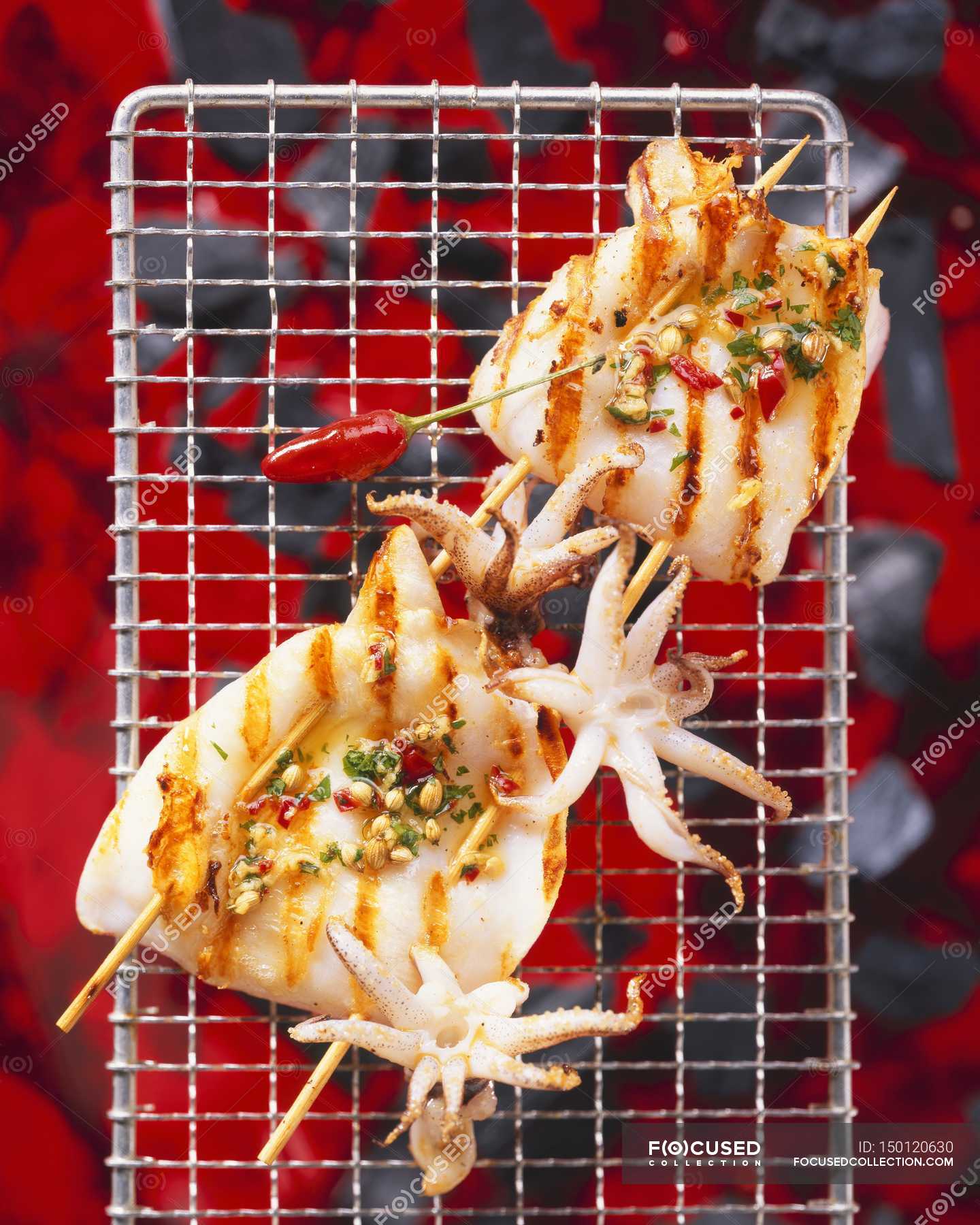 Корейский кальмар барбекю