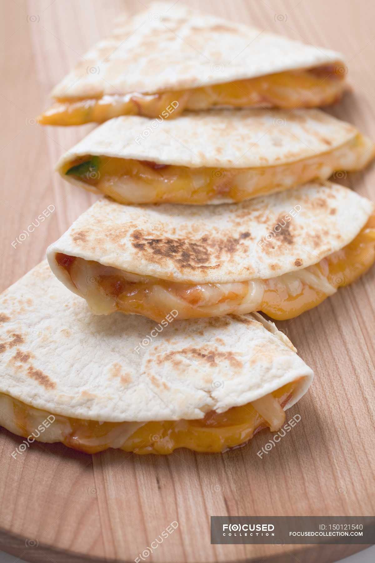 Tortillas with cheese filling — background, dinner - Stock Photo