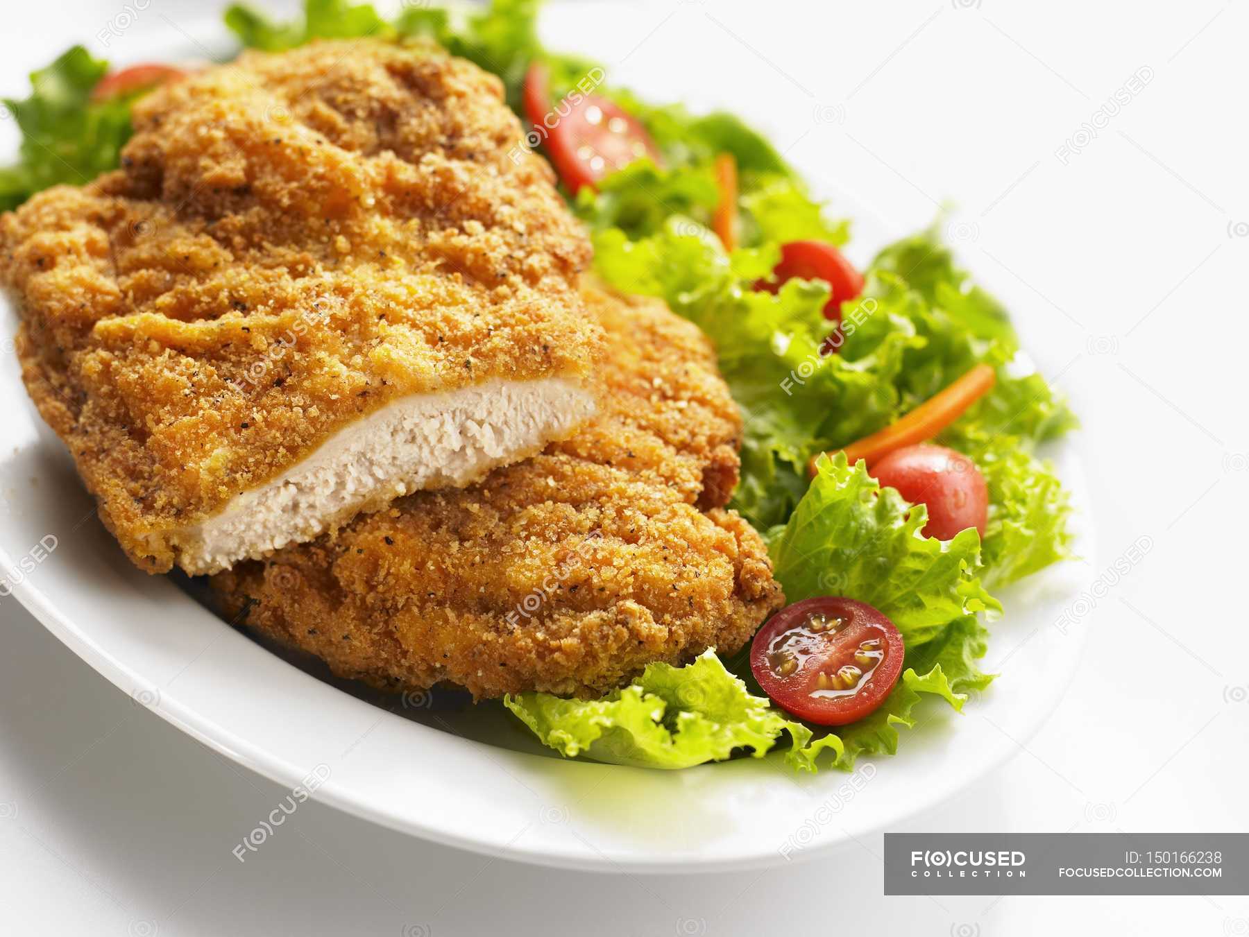 Breaded chicken breast — calories, vitality Stock Photo 150166238