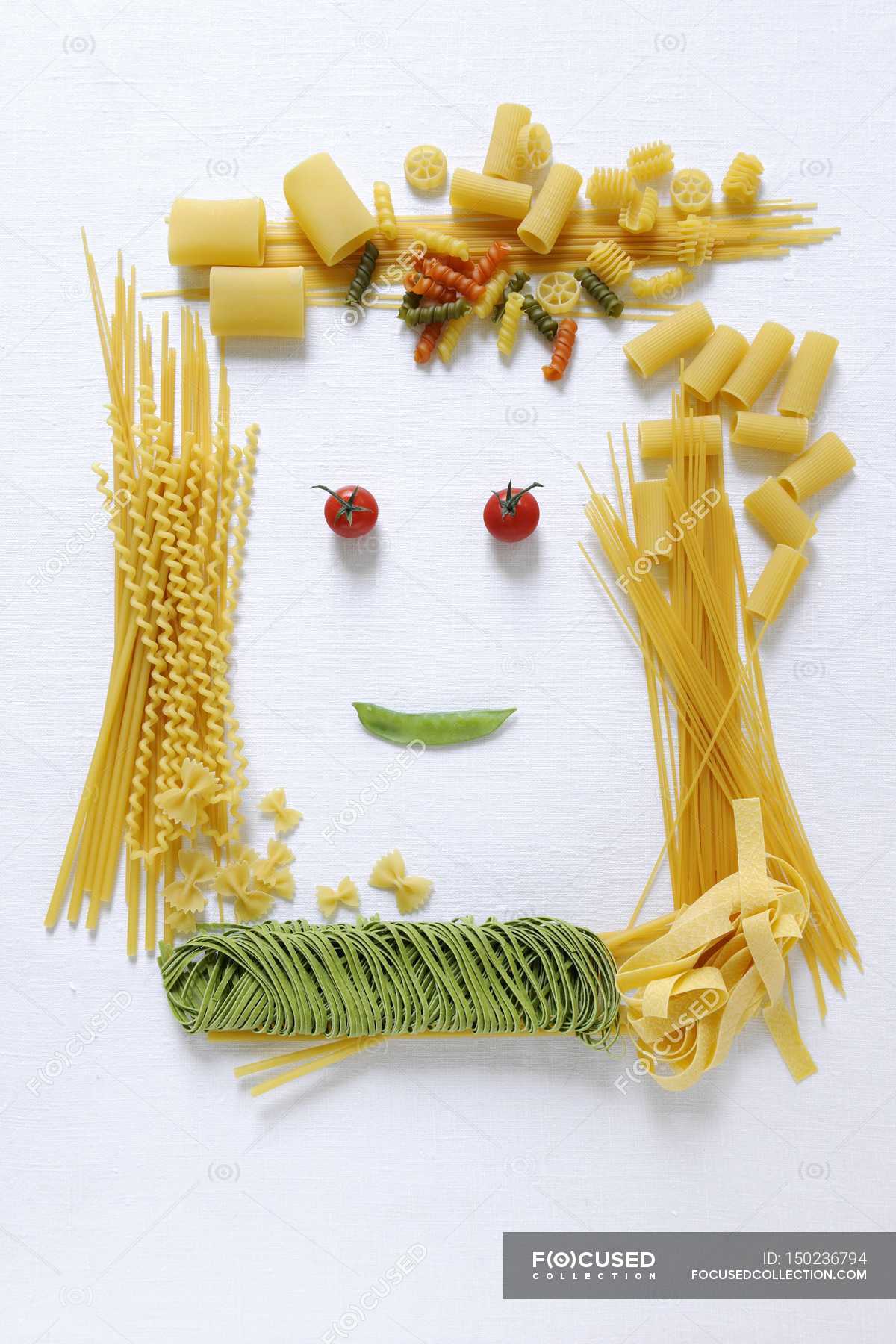 Amusing face made from pasta — objects, healthy - Stock Photo | #150236794