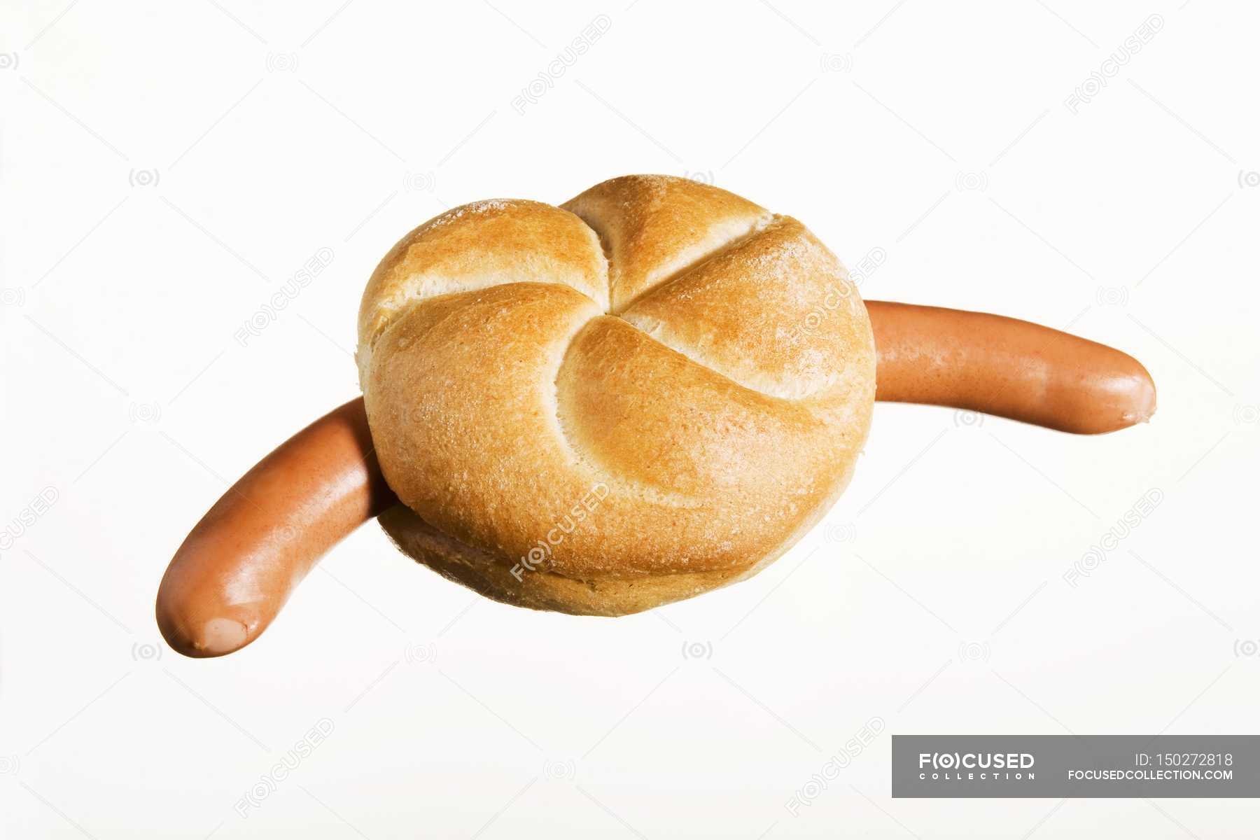 German sausage in bread — Bockwurst, Ready To Eat Stock Photo