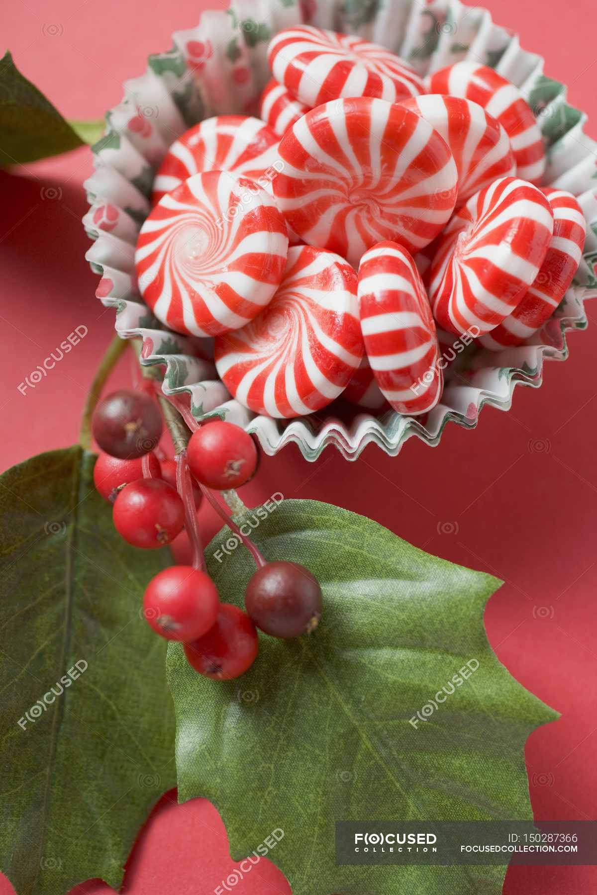 Peppermints in paper case — selective focus, edible - Stock Photo ...