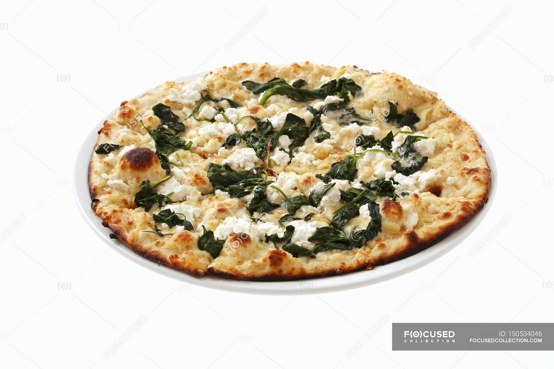 Spinach and feta pizza — Ready To Eat, dinner Stock Photo 150534046