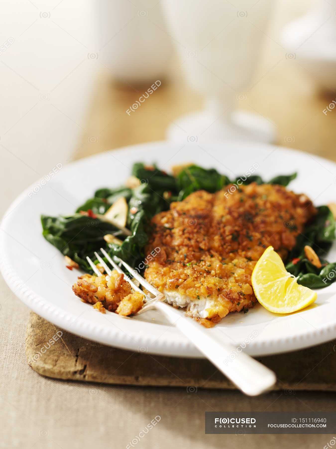 Breaded fish fillet — wooden, bake - Stock Photo | #151116940