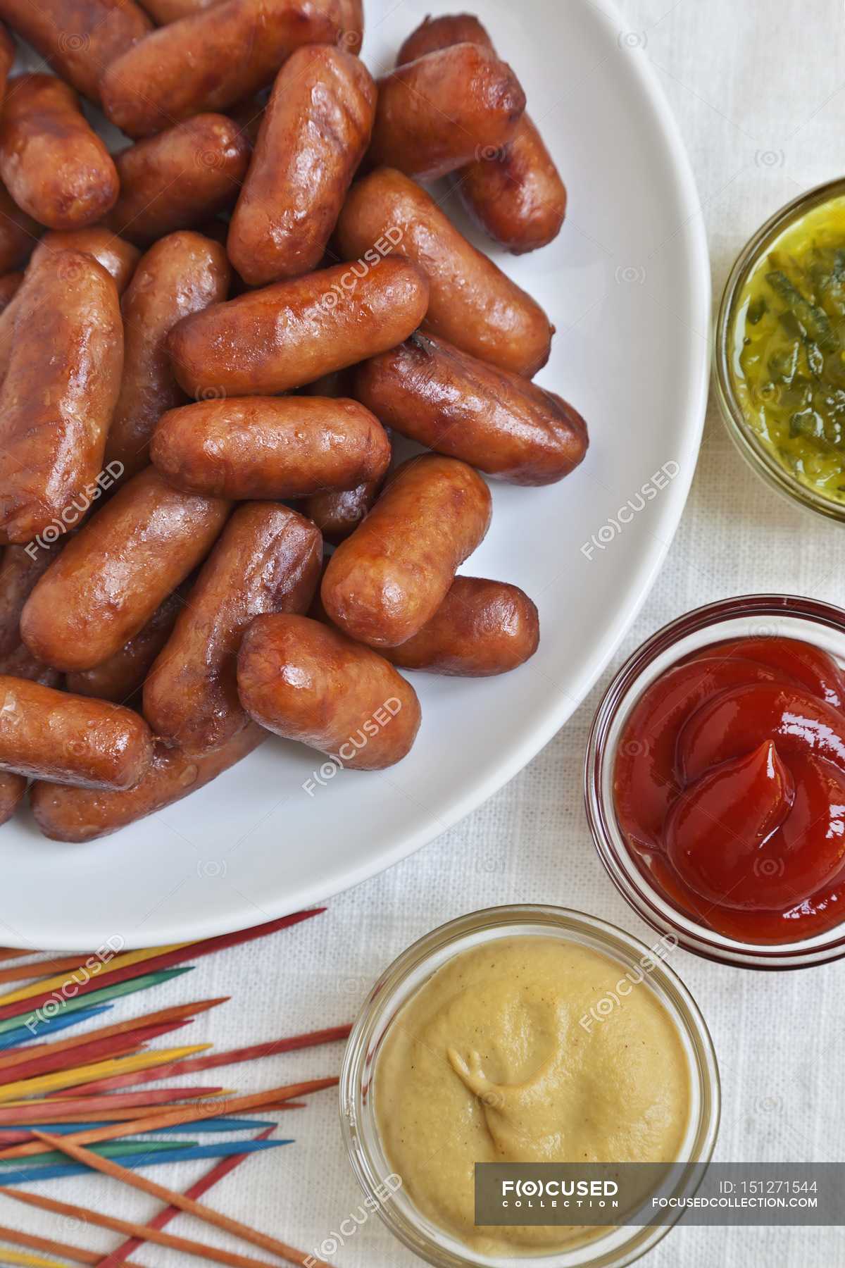 Cocktail Franks with Toothpicks — recipe, delicious Stock Photo
