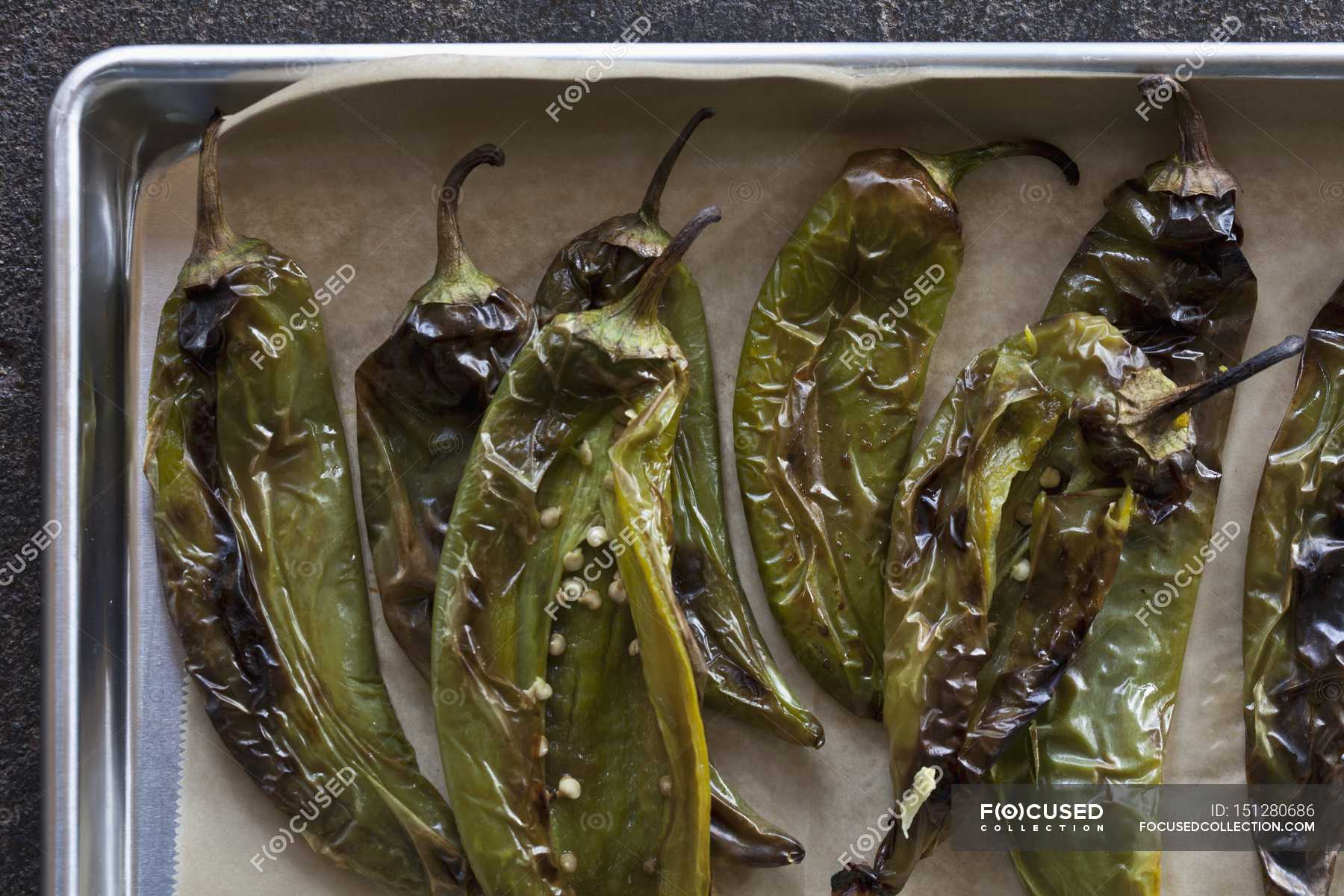 Roasted Anaheim chili peppers — cuisine, ingredient - Stock Photo ...