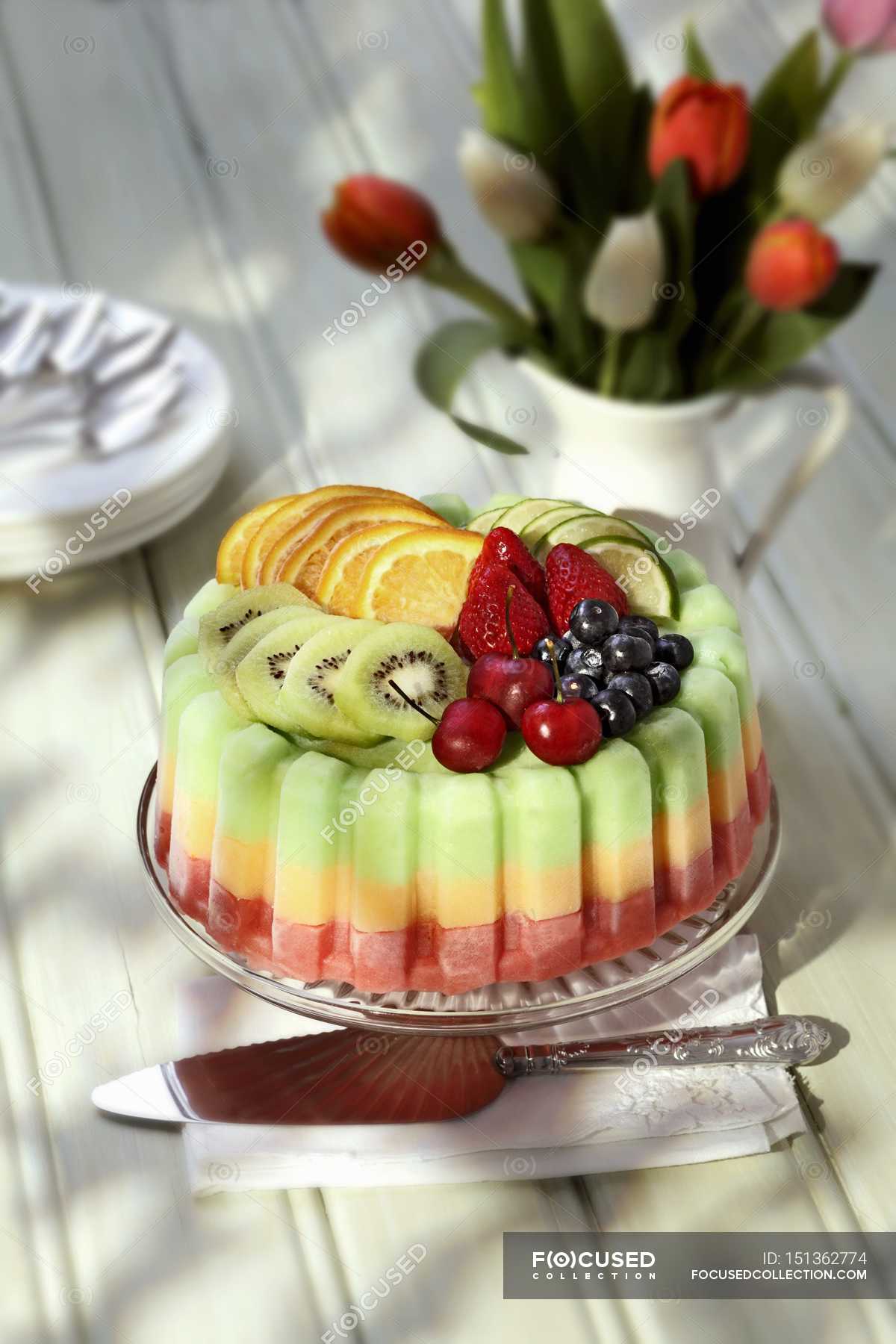 Ice cream cake with fruits — confectionery, Ready To Eat - Stock Photo ...