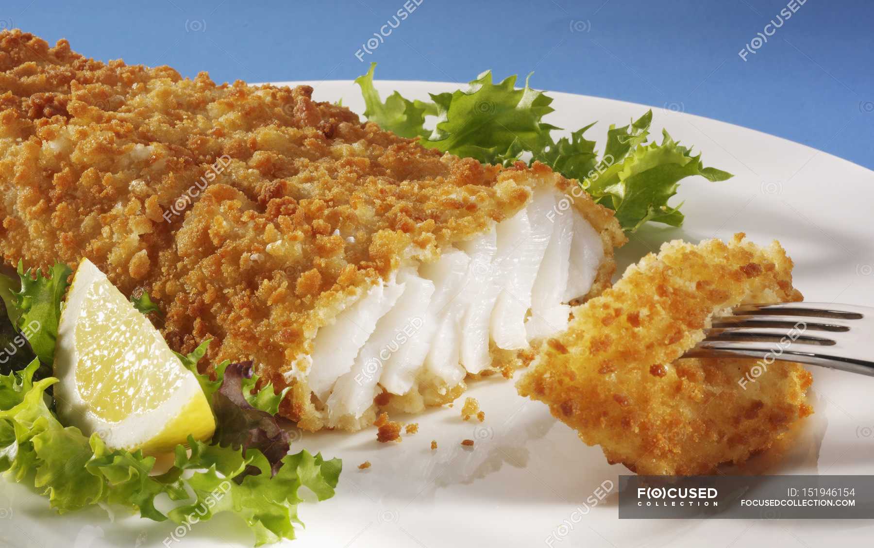 Deep Fried Cod Fish — Nutrition Ready To Eat Stock Photo 151946154