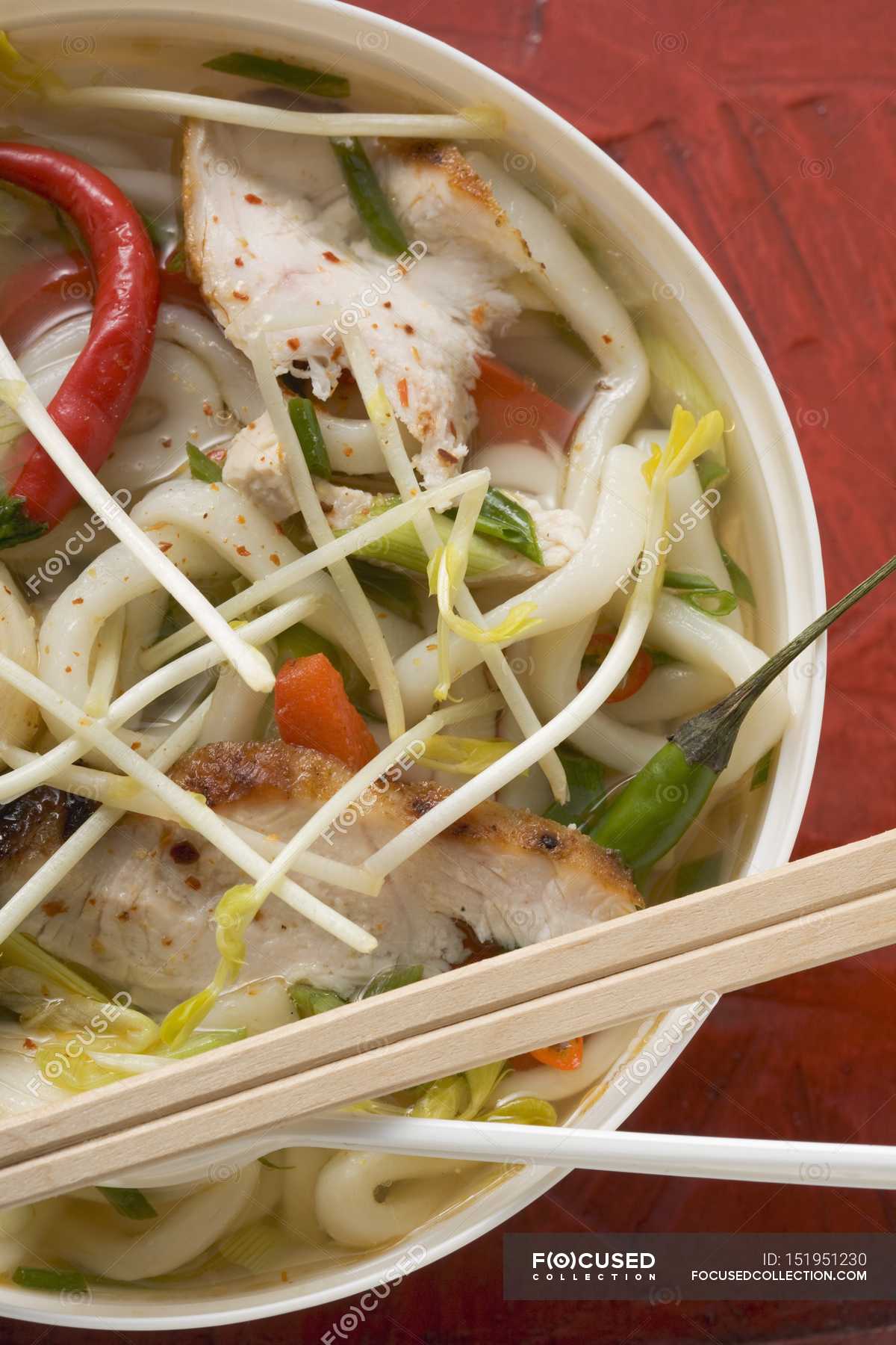 Asian spicy noodle soup take away nutrition Stock Photo #151951230