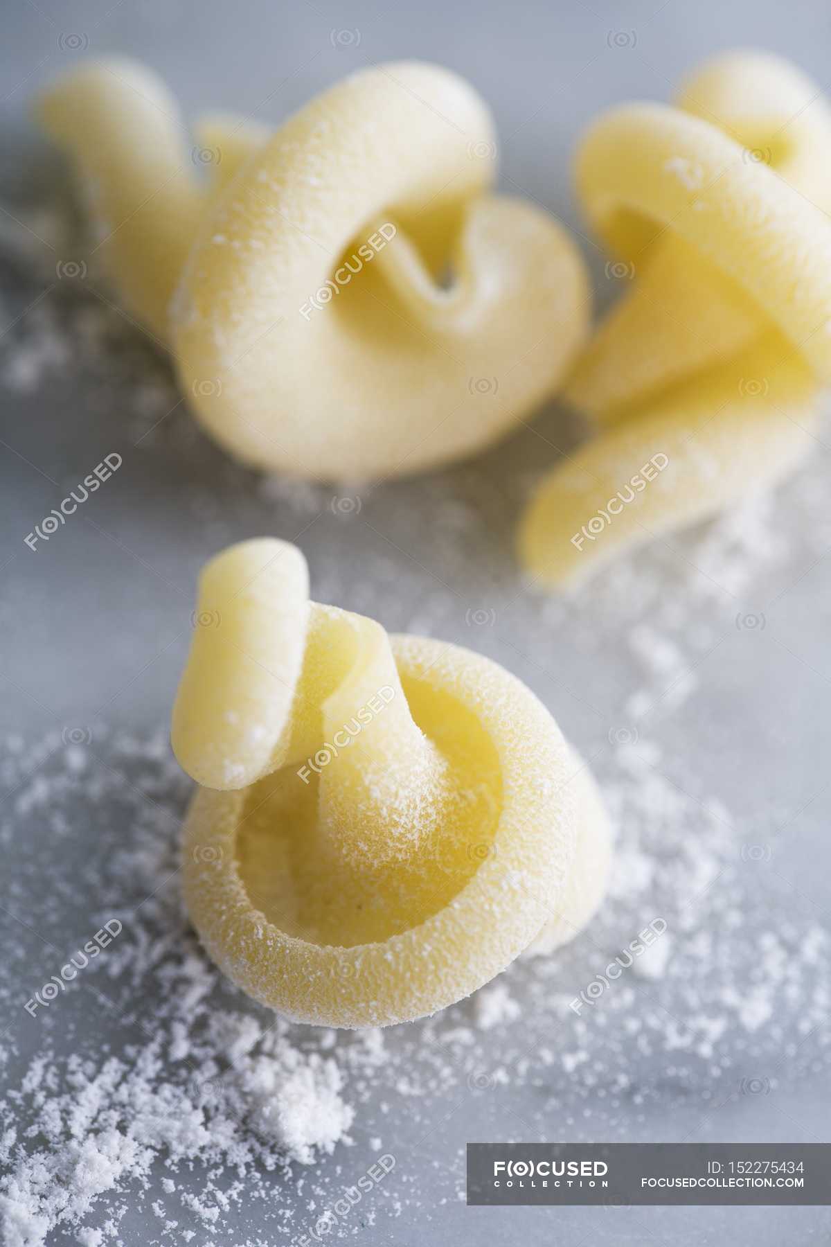Fresh Vesuvio pasta — marble, wheat - Stock Photo | #152275434