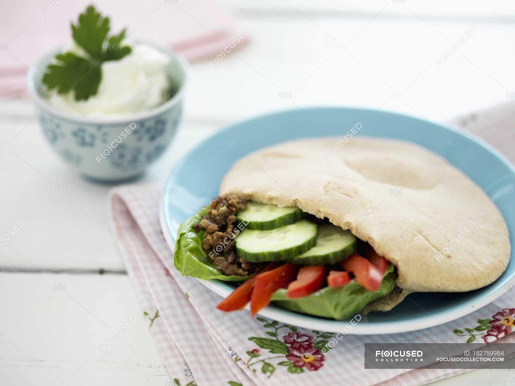Stuffed pita bread — multigrain, starch - Stock Photo | #152759984