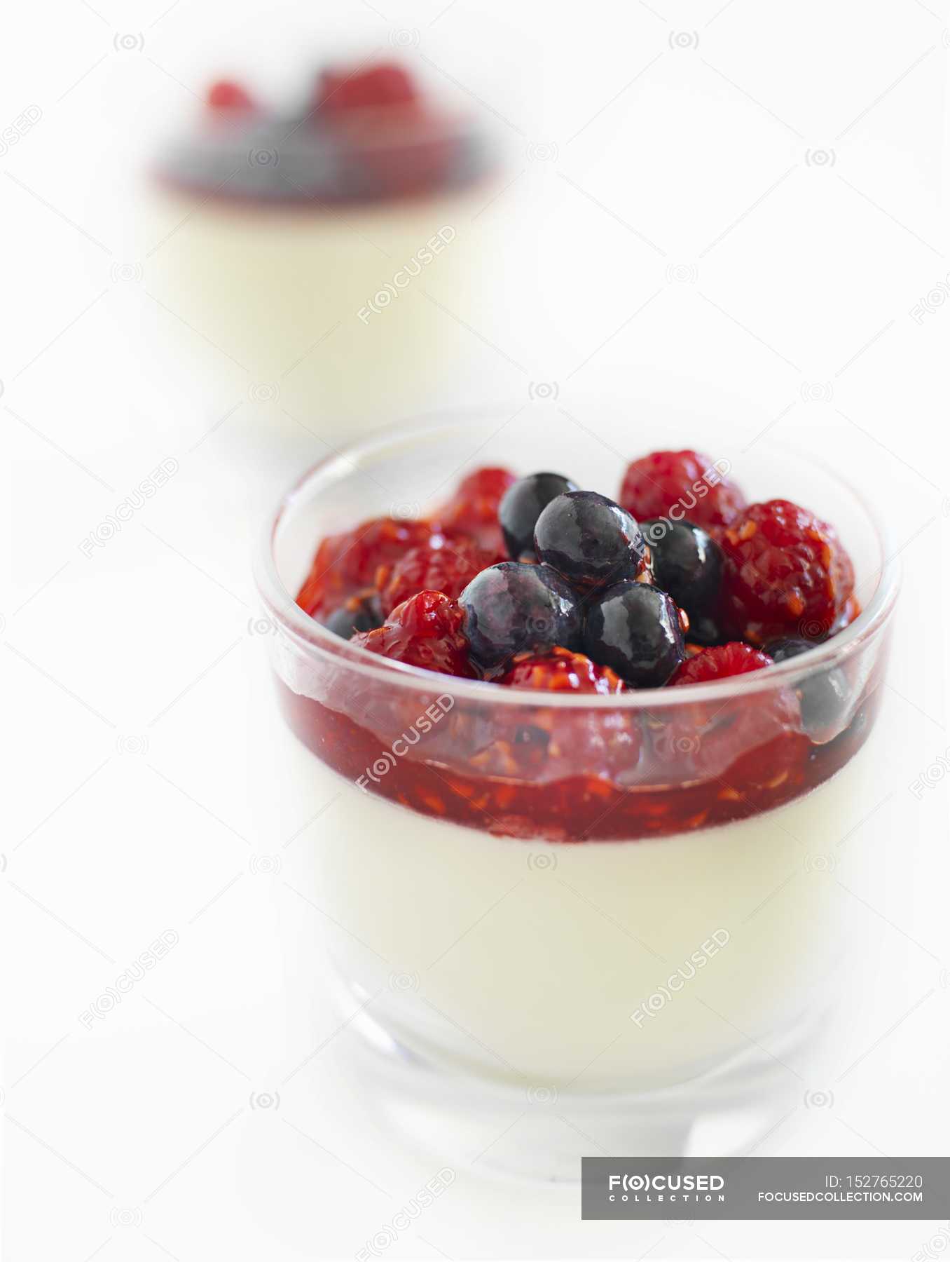 Yogurt cream with compote — white, natural Stock Photo 152765220