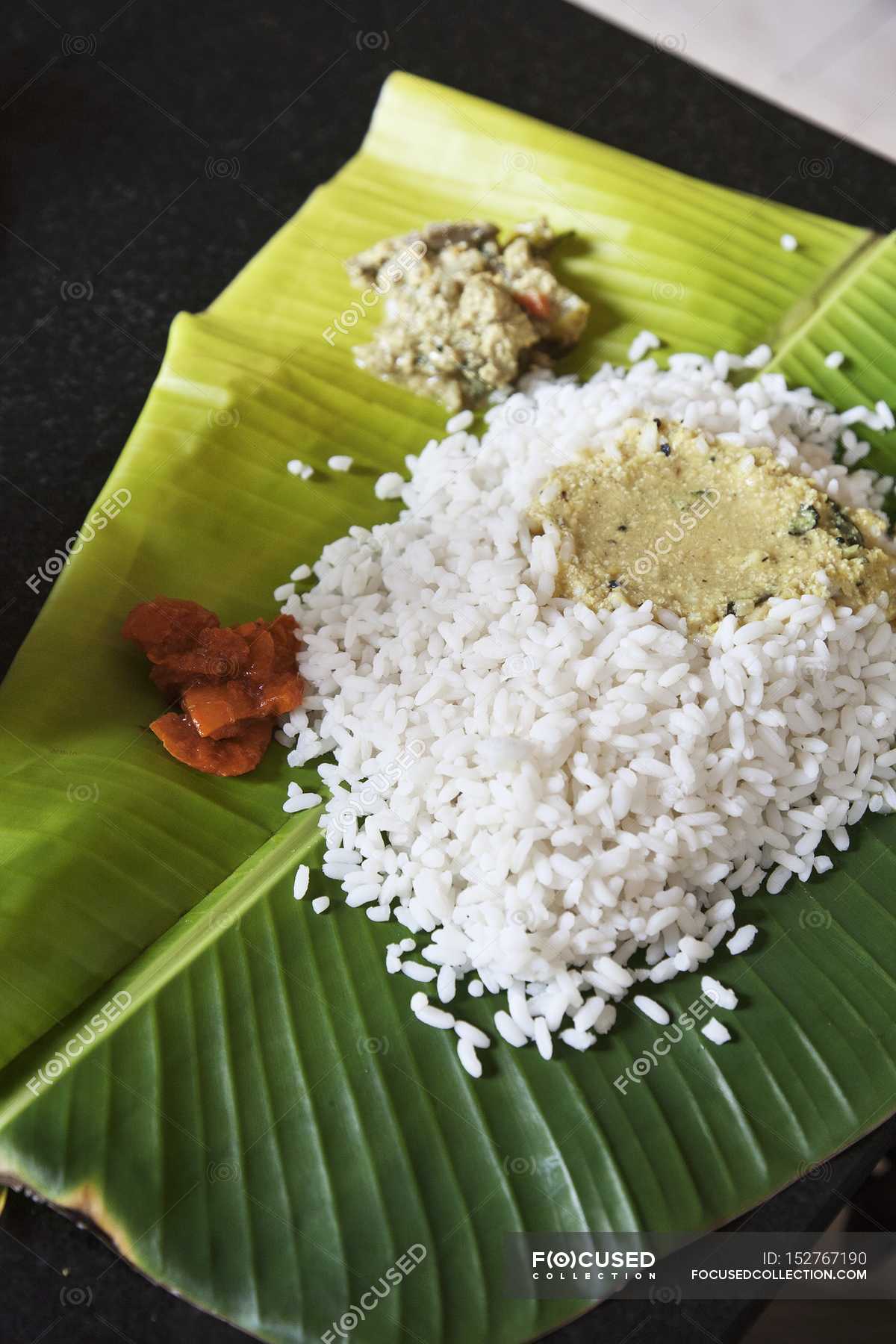 Rice with dahl and chutney — agriculture, tasty Stock Photo 152767190