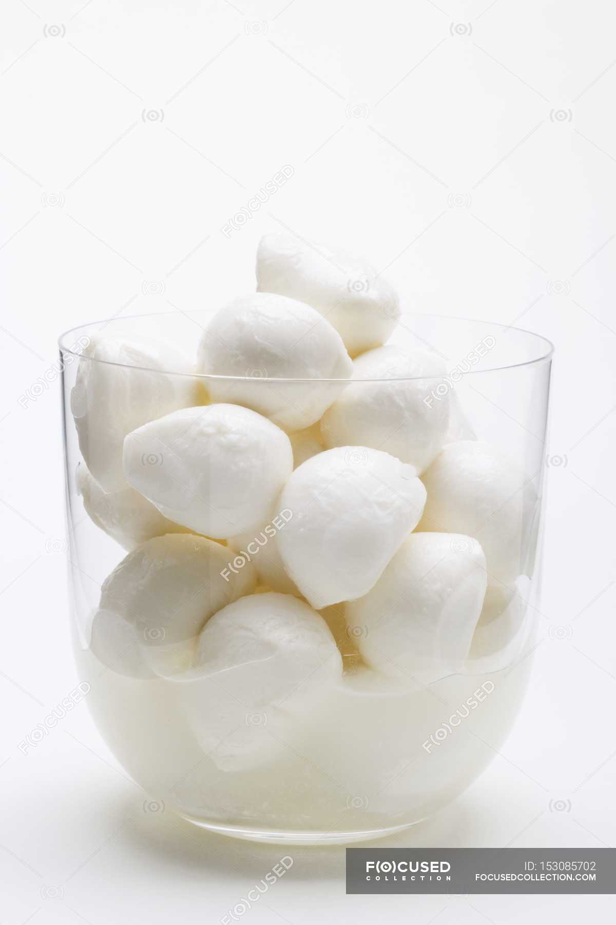 Mozzarella Cheese Balls Glass Raw Stock Photo 153085702