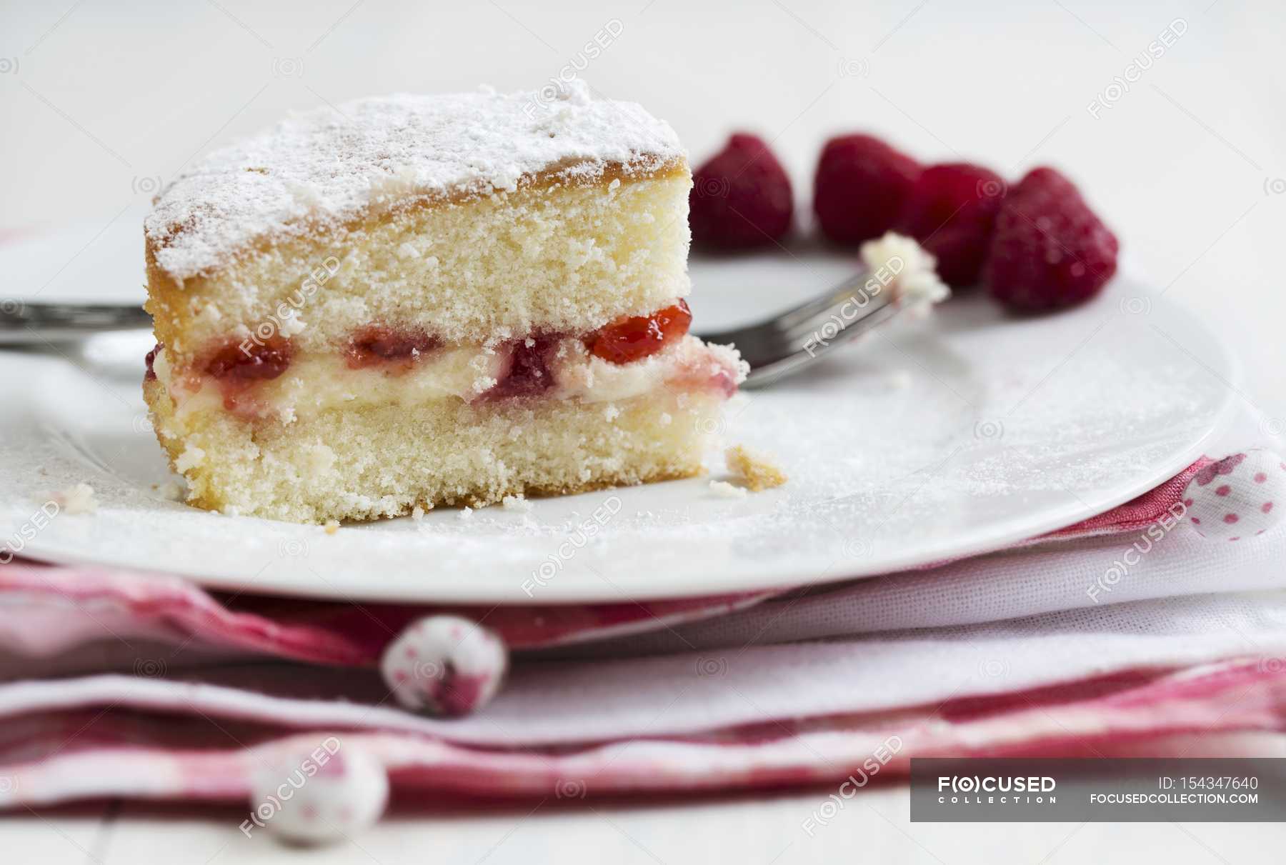 Scheibe Viktoria Sandwich Kuchen Backen Lecker Stock Photo