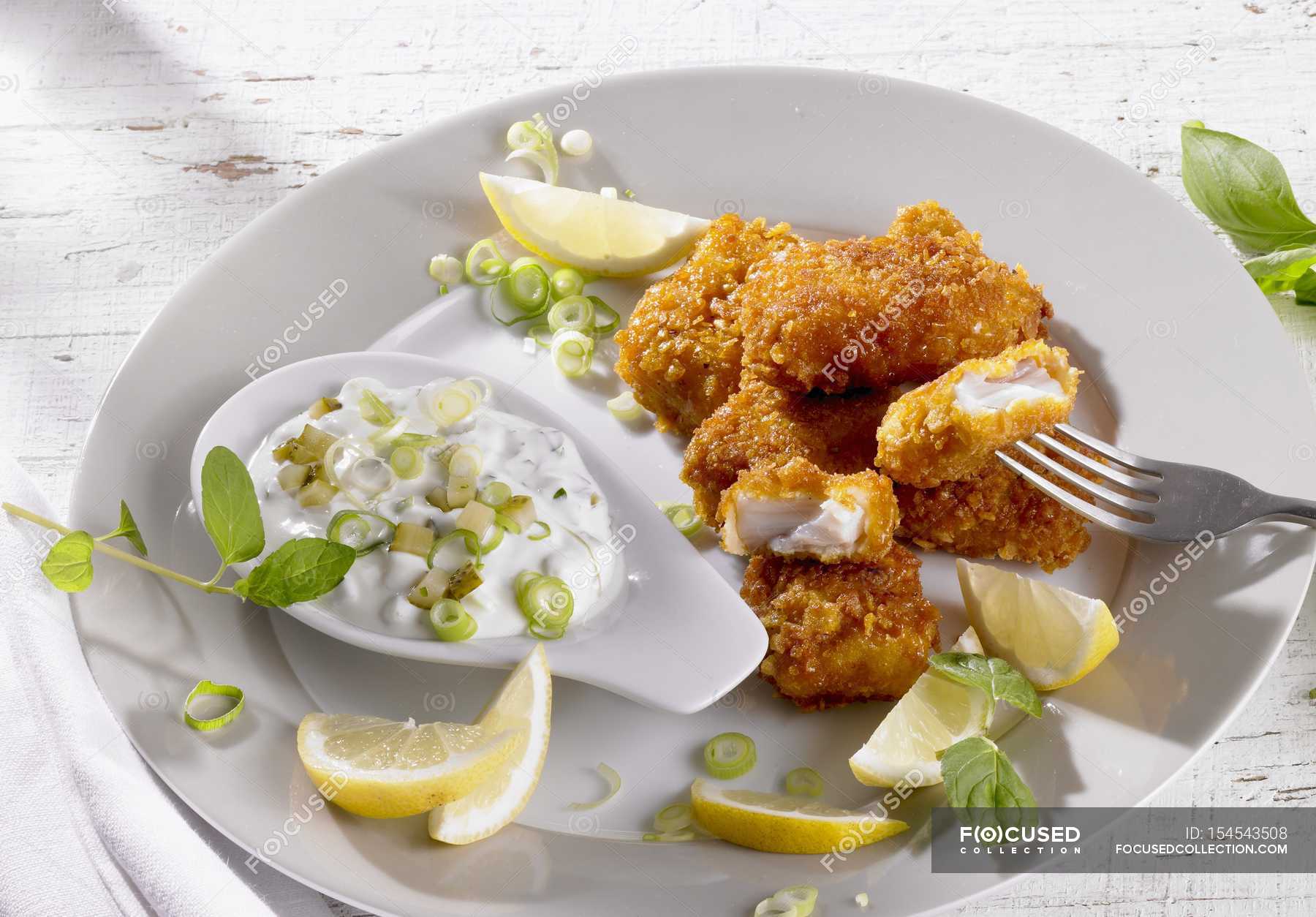 Popcorn Grouper Nuggets — cuisine, nutrition Stock Photo 154543508