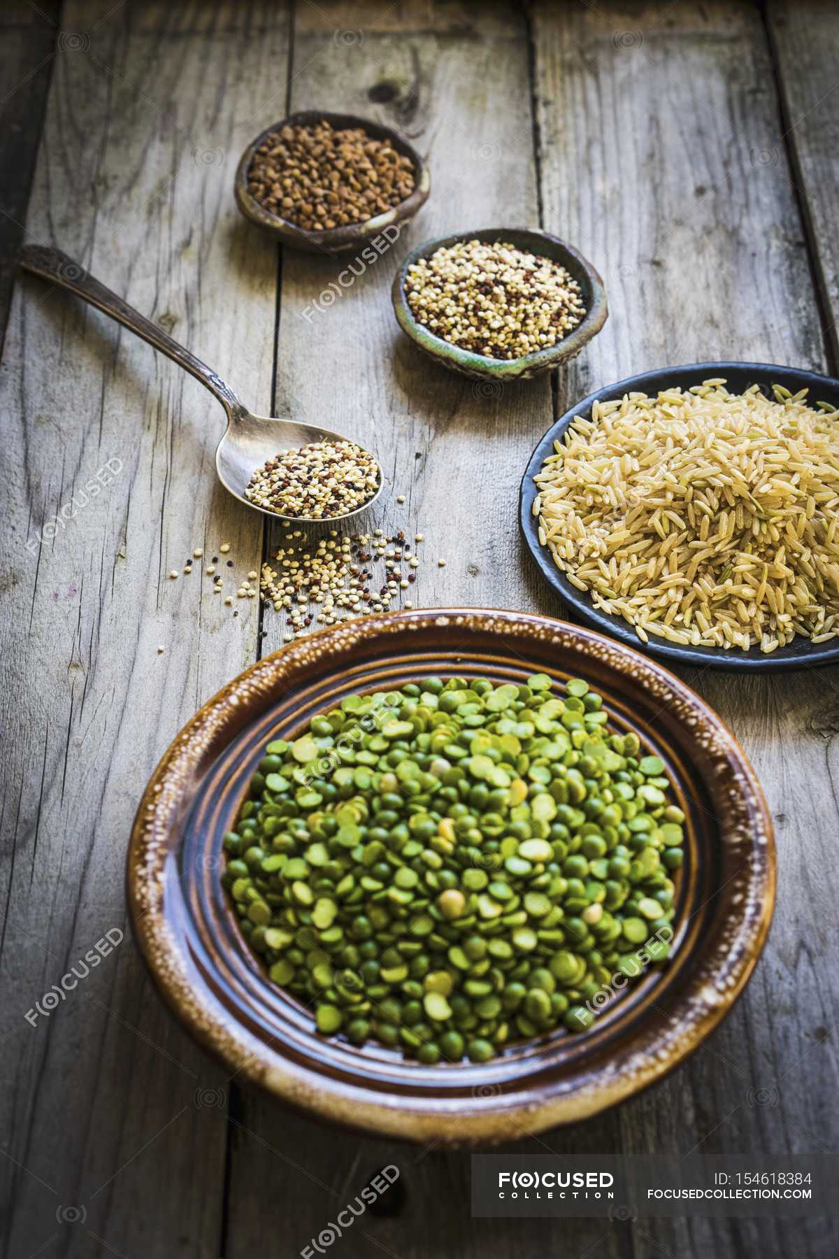 Split peas, rice, quinoa and buckwheat — yummy, ingredients Stock