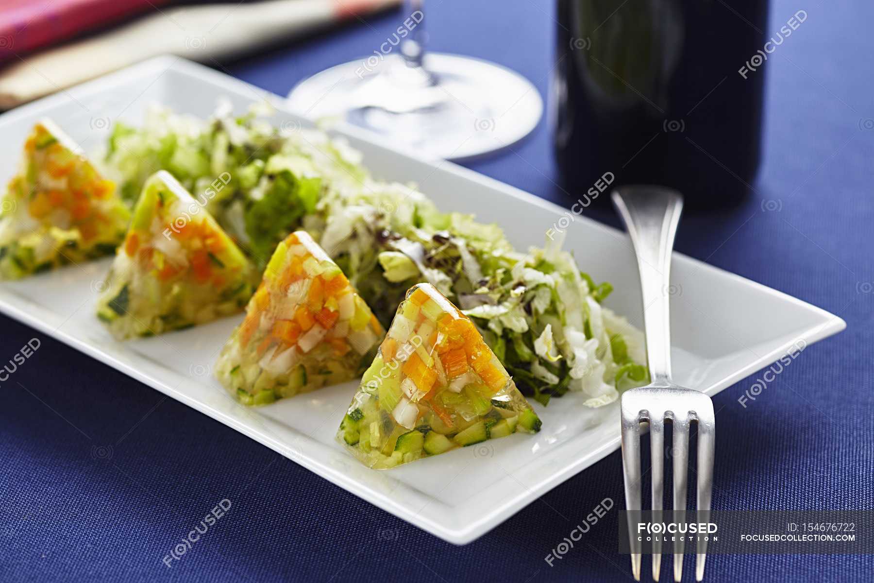Vegetable aspic with salad — eat, wholesome Stock Photo 154676722