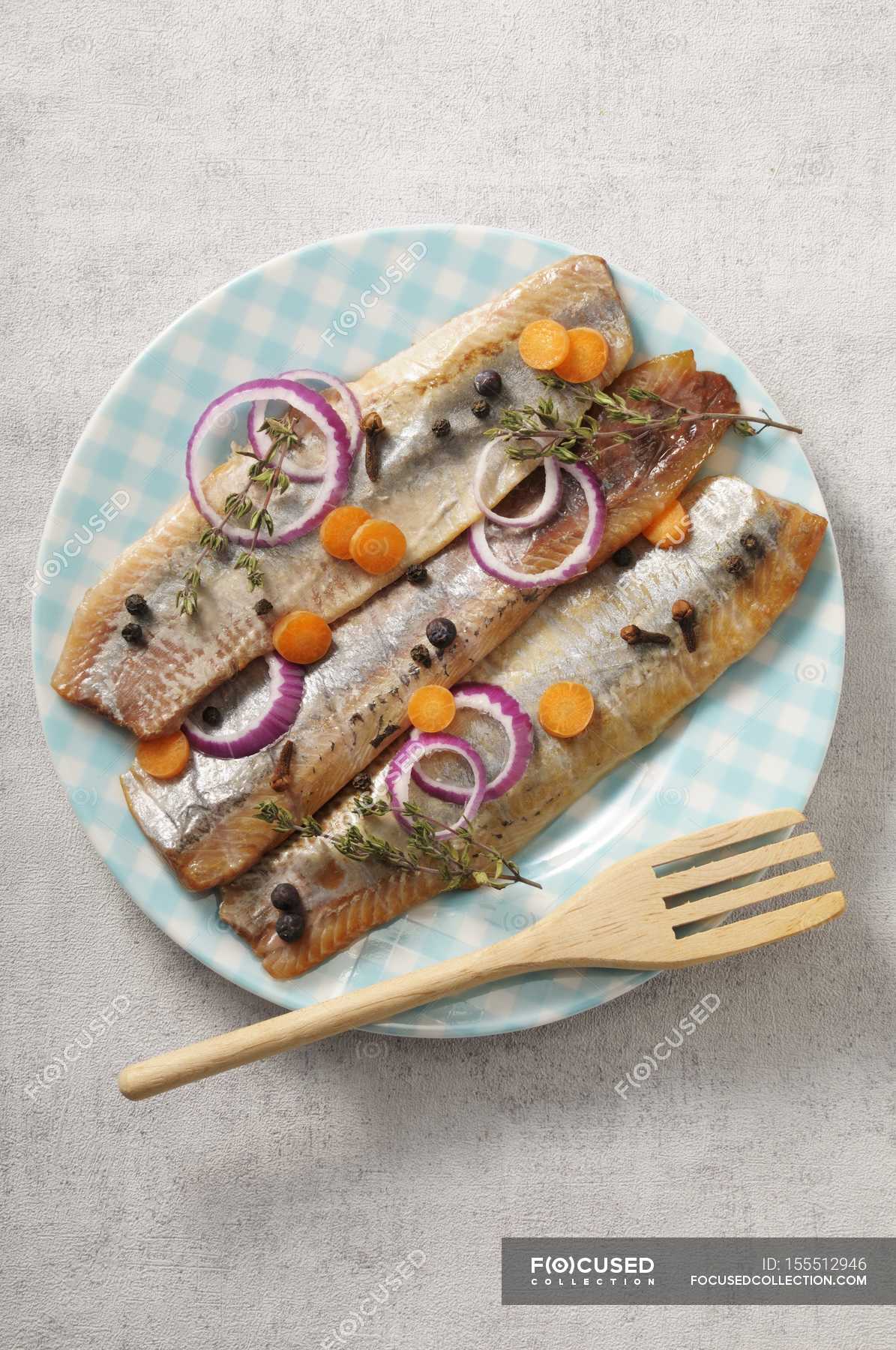 Pickled herring fillets — eat, fresh Stock Photo 155512946