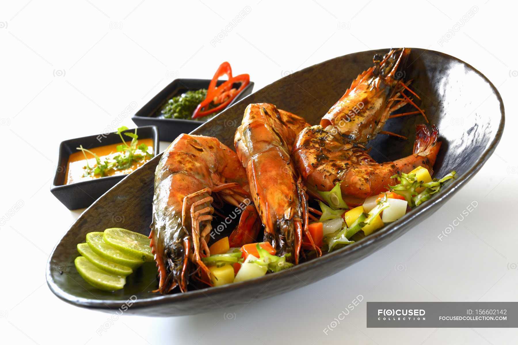 grilled king prawns