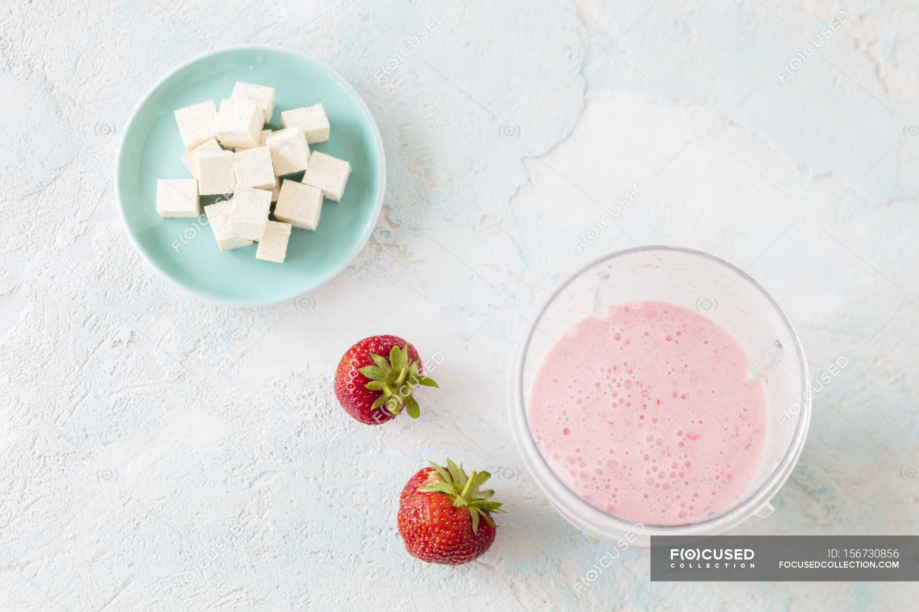 Smoothie with silken tofu — strawberry, diet - Stock Photo | #156730856