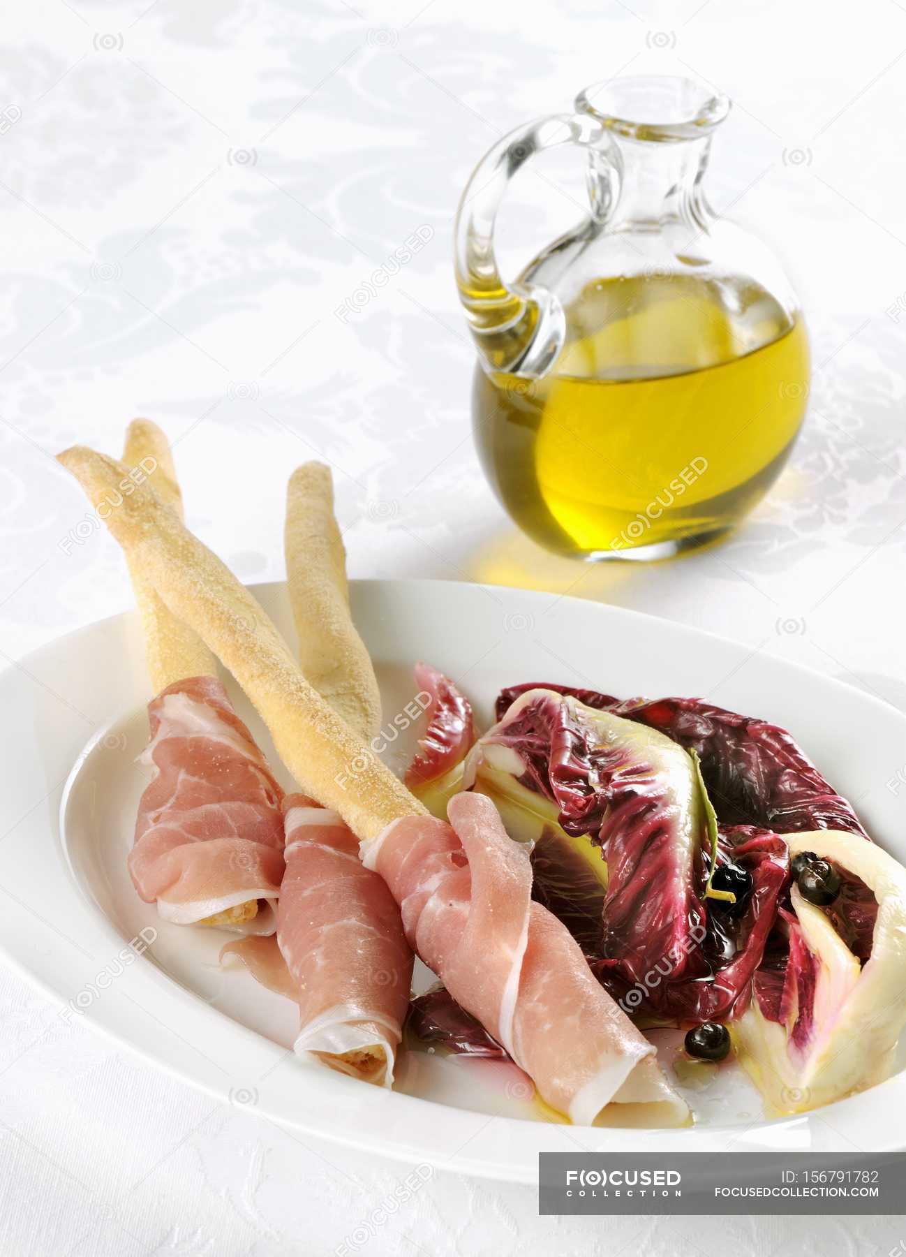 Drycured ham with radicchio — delicious, cuisine Stock Photo