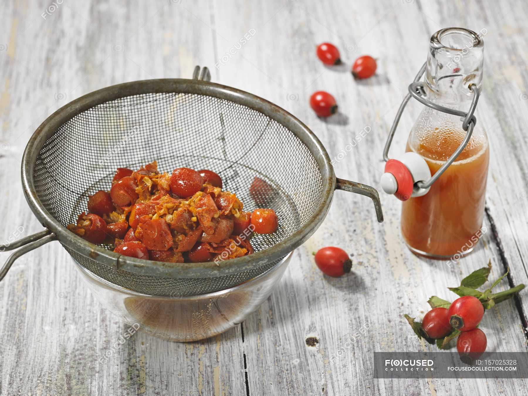 Rose Hip Juice Strainer Fresh Stock Photo