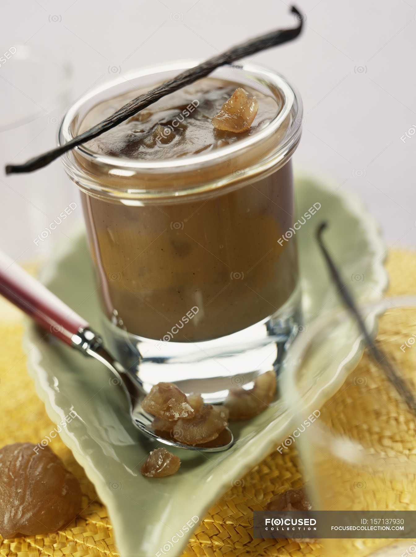 Candied chestnut jam in glass — recipe, nutrition - Stock Photo ...