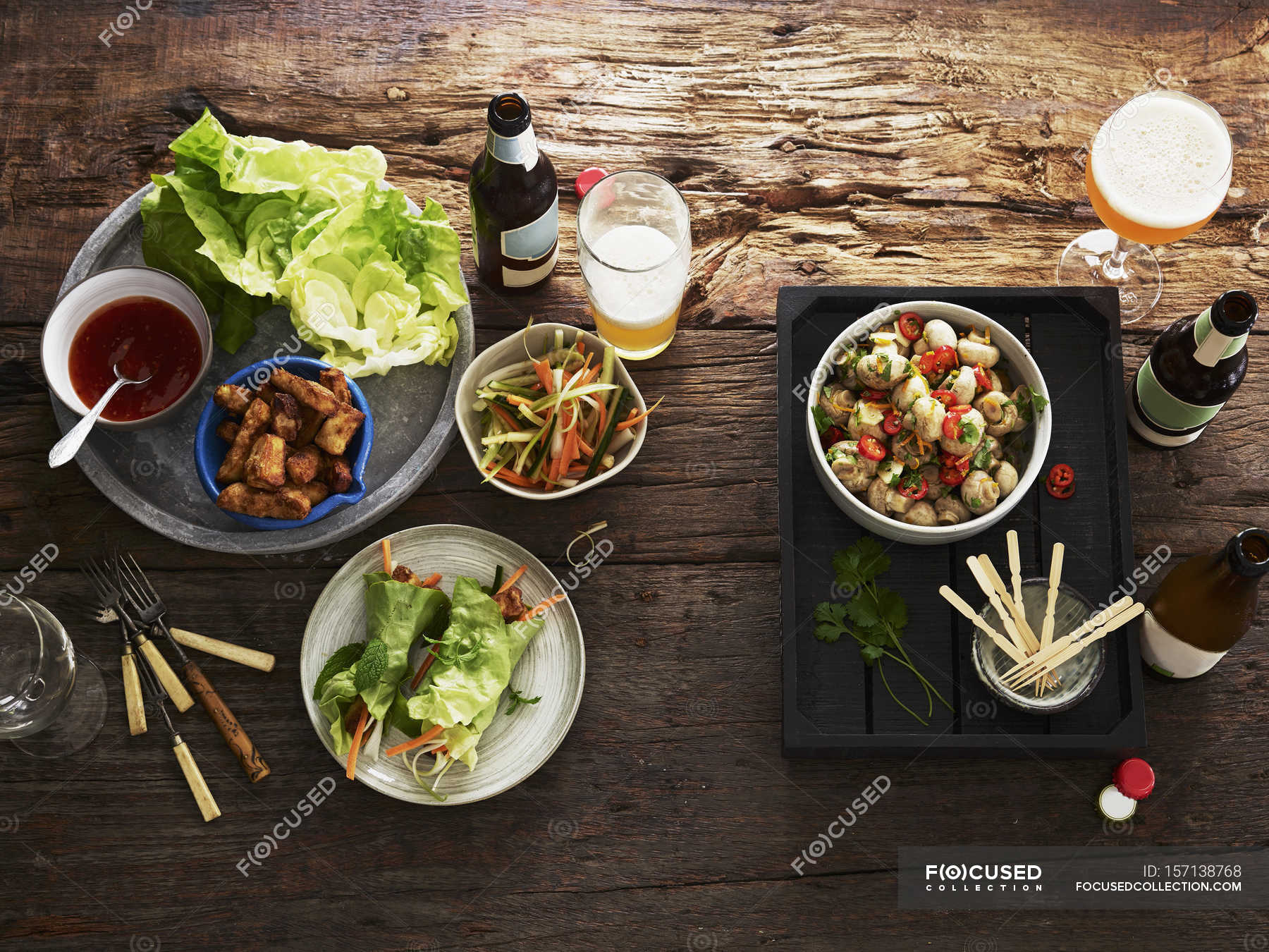 Various starters salad — dish, table Stock Photo 157138768