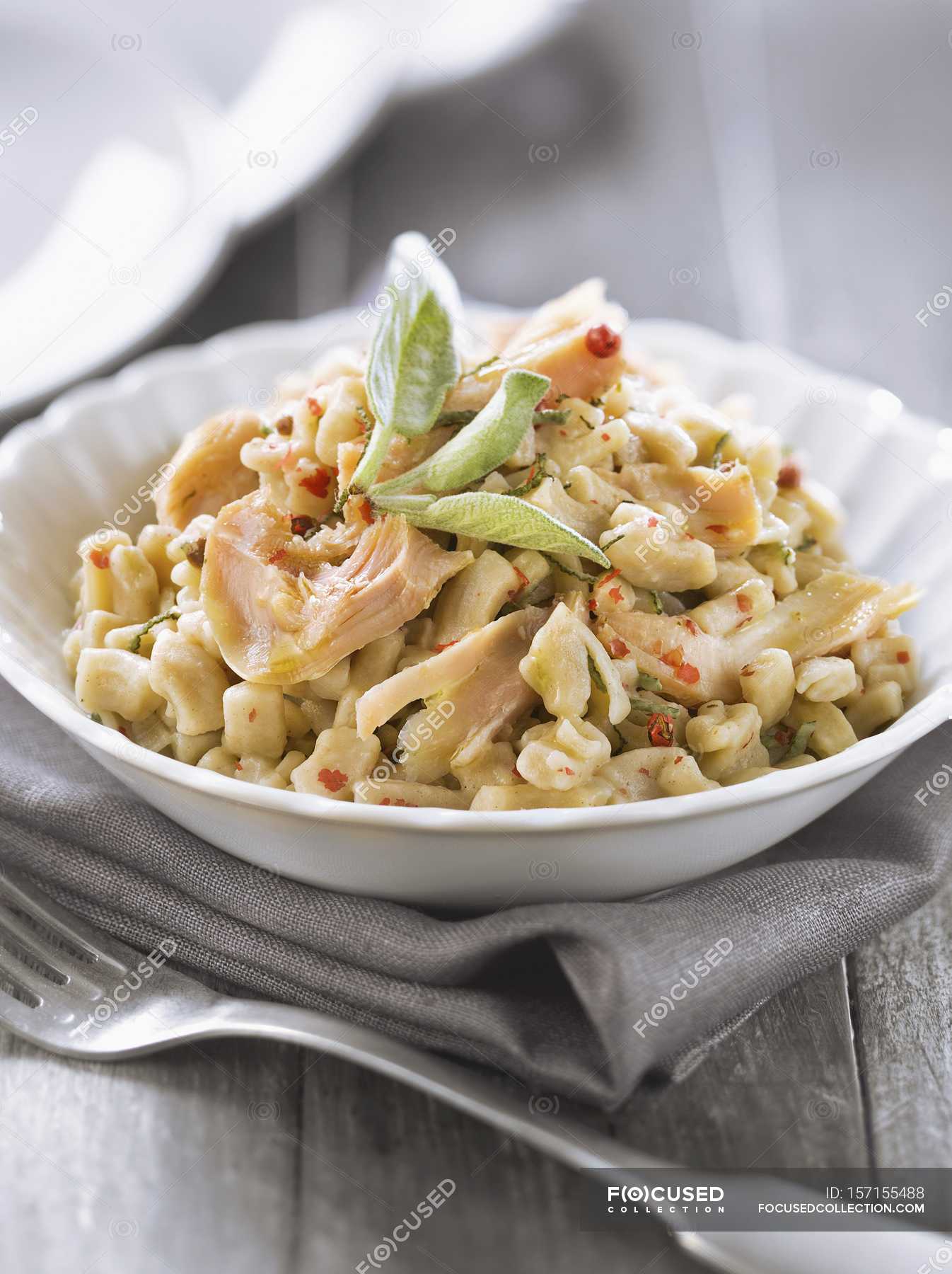 Crozet pasta with rabbit and sage — meal, nutrition - Stock Photo |  #157155488