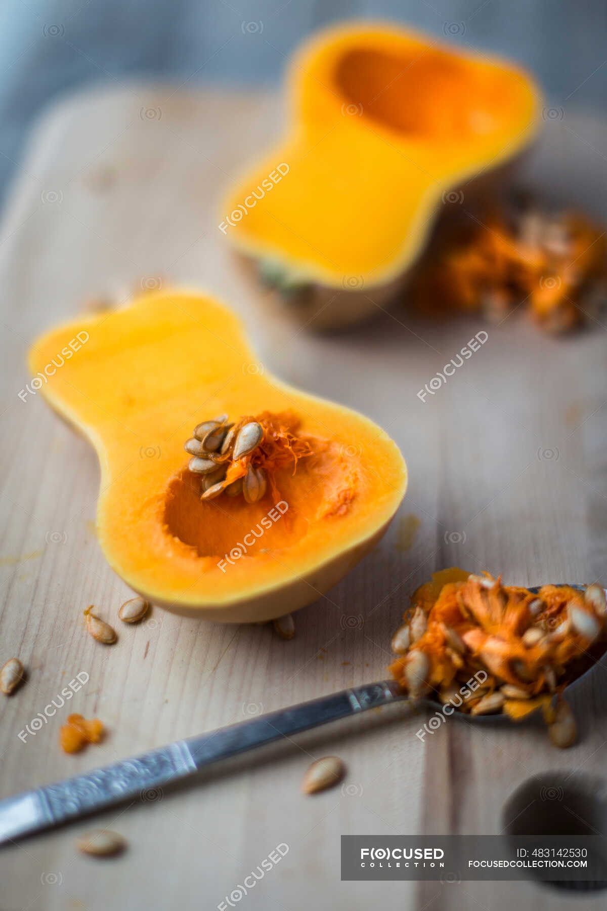 A hollowed out butternut squash — hollow out, vegies - Stock Photo ...