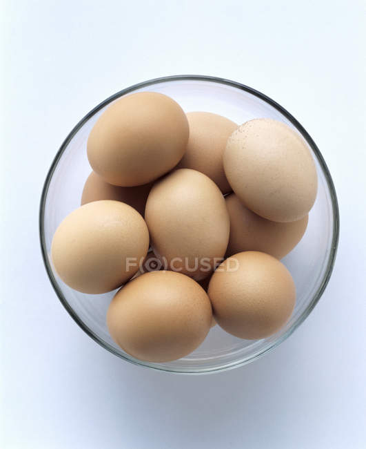 Braune Eier in Schüssel — Stockfoto