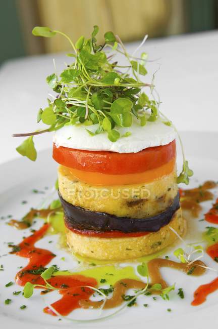 Grilled Polenta Timbale — Stock Photo