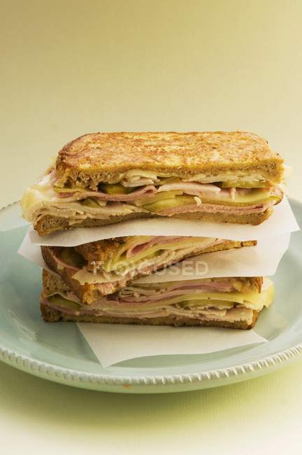 Toasted sandwiches with turkey — Stock Photo