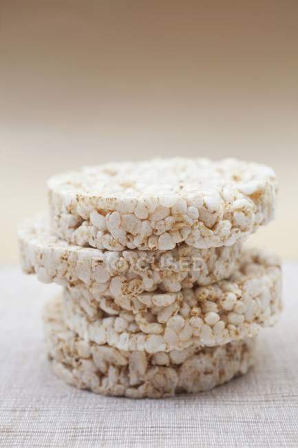 Stack of rice cakes on fabrick — Stock Photo
