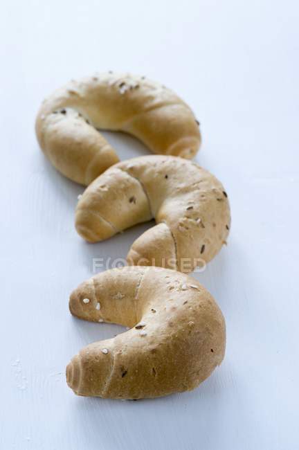 Three cresent-shaped rolls — Stock Photo